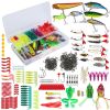 375Pcs Fishing Baits and Tackle Box Saltwater Freshwater Fishing Lures Kit Lifelike Popper Crankbaits Crickets Frogs Spoon Lures Maggots