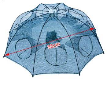 Strengthened 4-20 Holes Automatic Fishing Net Shrimp Cage Nylon Foldable Fish Trap Cast Net Cast Fold Crab Trap Fishing Network (Option: 8 Sides 8 Holes)