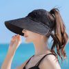 Letter Pattern Sun Hat; Fashion Large Brim Empty Top UV Protection Cycling Fishing Outdoor Casual Ponytail Hat