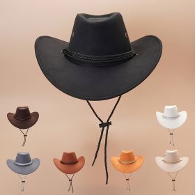 Western Cowboy Hat Vintage Jazz Hat Outdoor Fishing Cowgirl Sun Hat Wide Brim Summer Sunscreen Travel Beach Hat (Color: Grey)