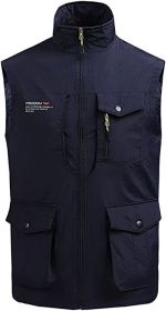 Men's Multi-pocket Casual Quick Dry Vest Photography Fishing Outdoor Vest (size: BLACK-XL)