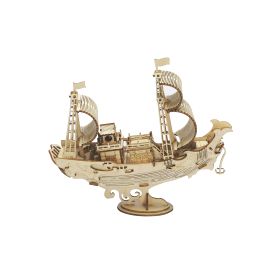 Robotime New 4 Kinds DIY Vintage Sailing Ship 3D Wooden Puzzle Game Assembly Boat Toy Gift for Children Teens Adult TG (SKU: TG307 Japanese Ship)