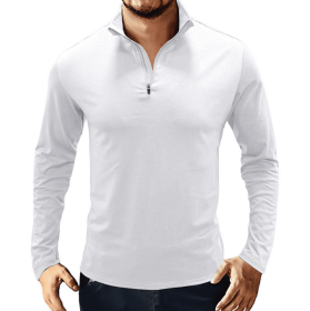 Men's Casual Polo Shirts 1/4 Zip Long Sleeve Shirt Outdoor Stand Up Collar Slim Fit Shirts (size: large)