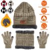 Winter Knitted Hat Scarf Gloves 3Pcs Winter Warm Beanie and Touch Screen Gloves Scarf Set Knit Beanie Skull Cap Neck Warmer Mittens for Men Women