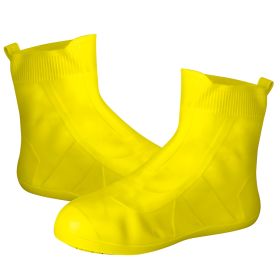 Waterproof Shoe Covers Reusable Not-Slip Rain Shoe Covers Protectors Foldable TPE Rubber Shoe Protectors For Men Women Kids (Color: Yellow)