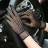 Women Mesh Sun Gloves Anti-Skid Driving Gloves Summer Cool Gloves Breathable Full Finger