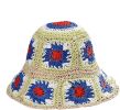 Women's Straw Sun Hat Floral Woven Bucket Hat Fishing Hat Beach Hat Hand Woven Foldable Cap