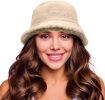 Cute Sherpa Bucket Hat Women Warm Plush Furry Fleece Fisherman Bucket Hat Chunky Fishing Cap 2 Pack