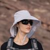 Wide Brim Shawl Ponytail Bucket Hat For Women; Outdoor Fishing Hiking UV Protection Bonnet