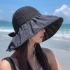 Women's Summer Foldable Weaving Cap; Sun Visor Brim Outdoor Traveling Beach Fishing Cap