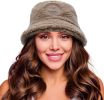 Cute Sherpa Bucket Hat Women Warm Plush Furry Fleece Fisherman Bucket Hat Chunky Fishing Cap 2 Pack