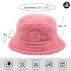 Cute Sherpa Bucket Hat Women Warm Plush Furry Fleece Fisherman Bucket Hat Chunky Fishing Cap