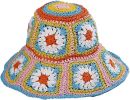 Women's Straw Sun Hat Floral Woven Bucket Hat Fishing Hat Beach Hat Hand Woven Foldable Cap