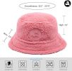 Cute Sherpa Bucket Hat Women Warm Plush Furry Fleece Fisherman Bucket Hat Chunky Fishing Cap 2 Pack